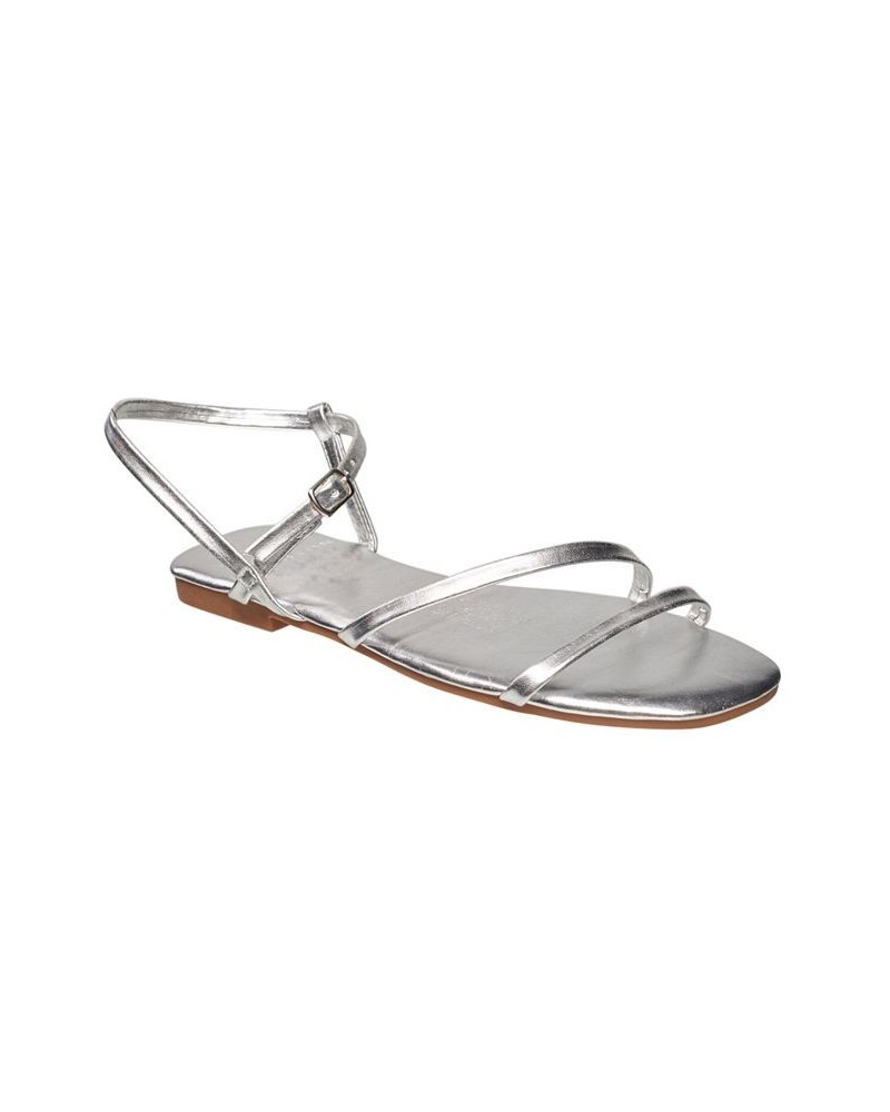 Women's Royal Ankle Strap Dress Sandals Silver $35.36 Shoes