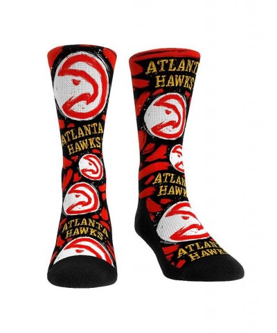 Men's and Women's Socks Atlanta Hawks Allover Logo and Paint Crew Socks $17.69 Socks