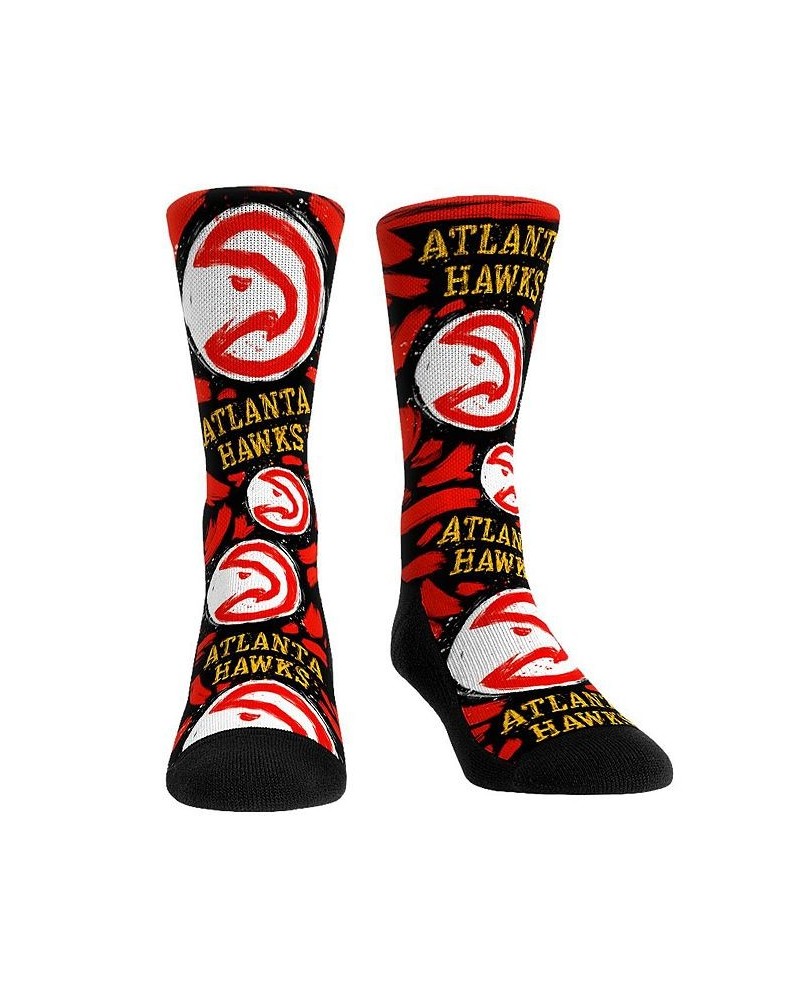 Men's and Women's Socks Atlanta Hawks Allover Logo and Paint Crew Socks $17.69 Socks