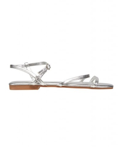 Women's Royal Ankle Strap Dress Sandals Silver $35.36 Shoes