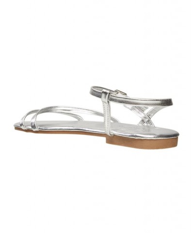 Women's Royal Ankle Strap Dress Sandals Silver $35.36 Shoes