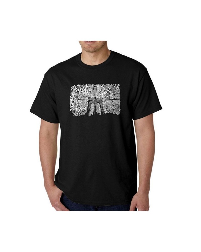 Mens Word Art T-Shirt - Brooklyn Bridge Black $14.35 T-Shirts