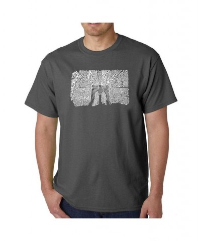 Mens Word Art T-Shirt - Brooklyn Bridge Black $14.35 T-Shirts