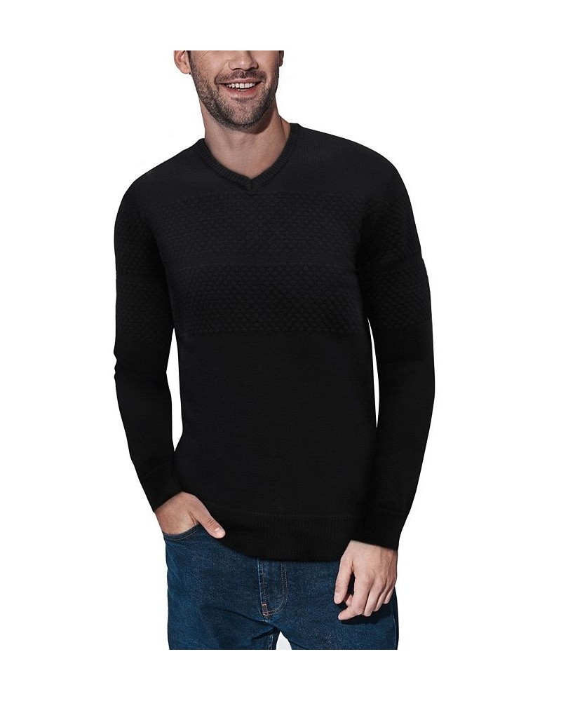 Men's V-Neck Honeycomb Knit Sweater PD01 $21.20 Sweaters