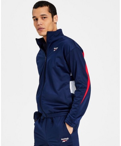 Men's Identity Vector Zip-Front Track Jacket Blue $19.48 Jackets