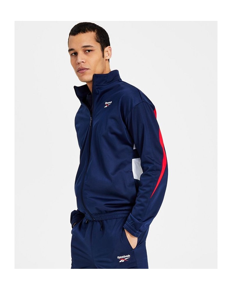 Men's Identity Vector Zip-Front Track Jacket Blue $19.48 Jackets