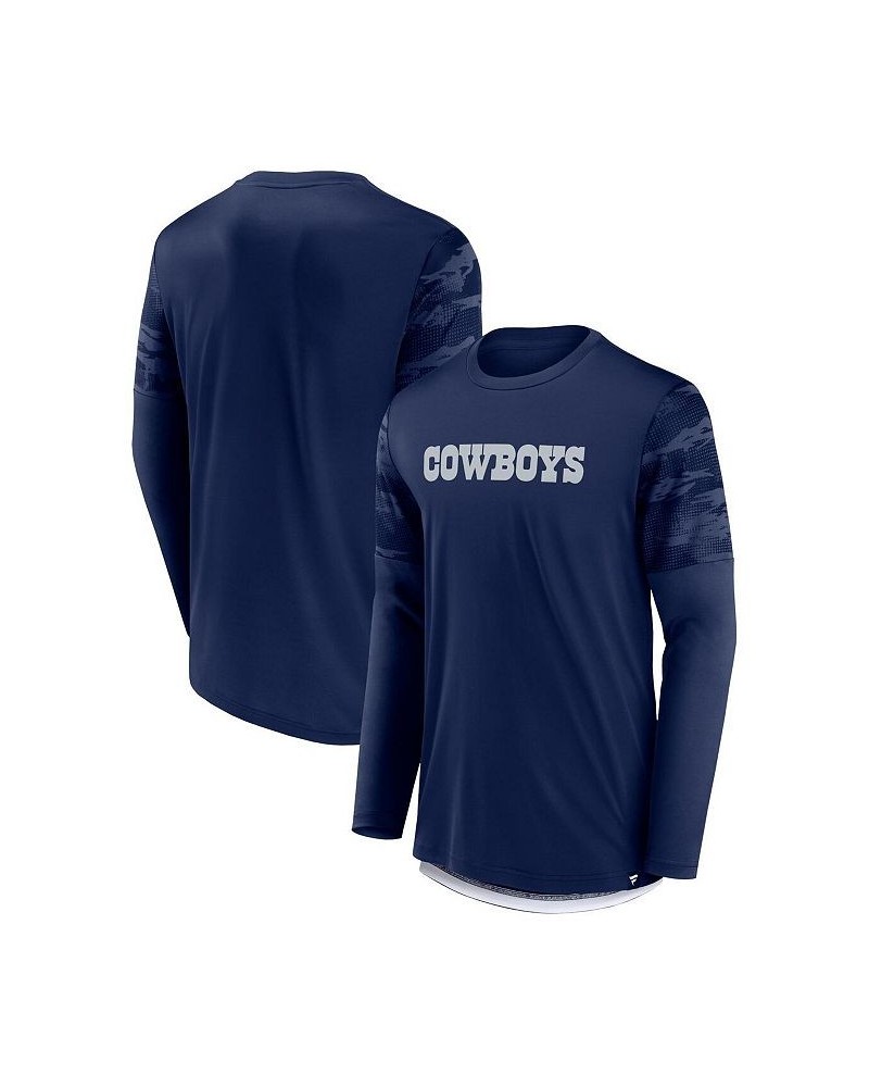 Men's Branded Navy Dallas Cowboys Square Off Long Sleeve T-shirt $24.75 T-Shirts