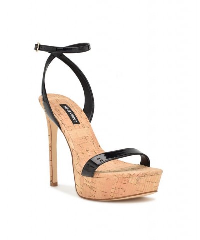 Women's Gracey Stiletto Platform Dress Sandals Black $45.15 Shoes