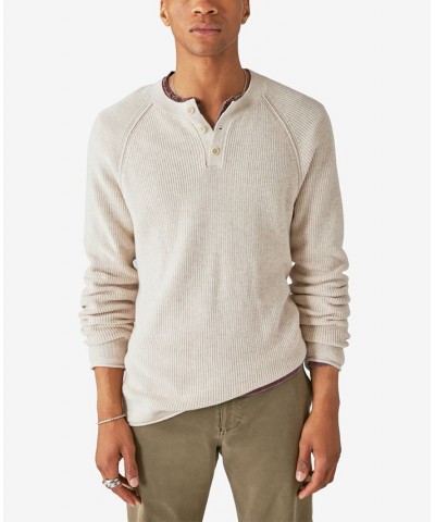 Men's Long Sleeves Cloud Soft Henley Sweater White $34.15 Sweaters