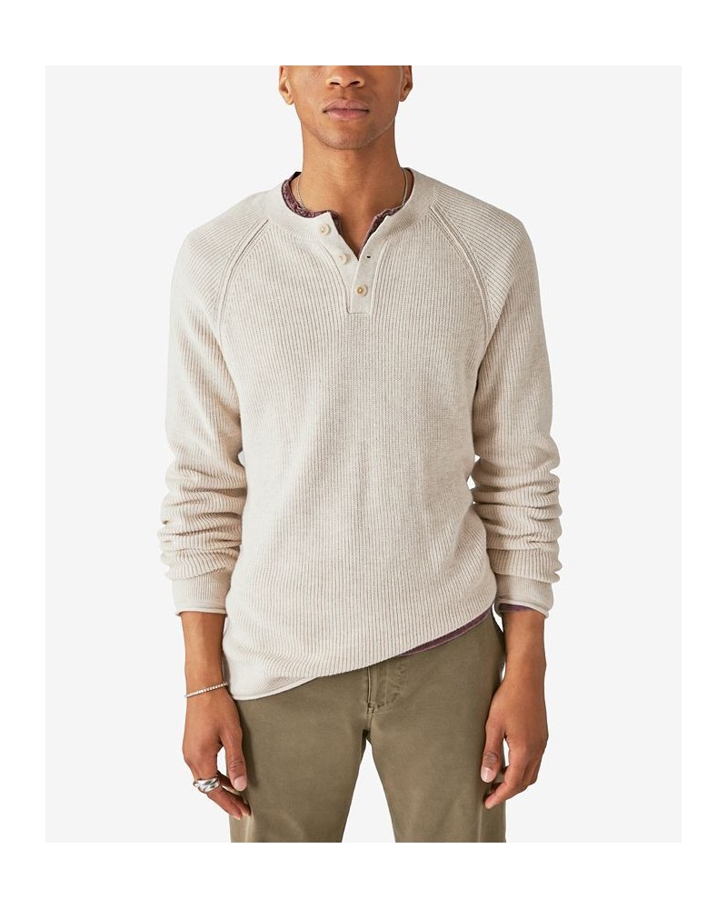 Men's Long Sleeves Cloud Soft Henley Sweater White $34.15 Sweaters