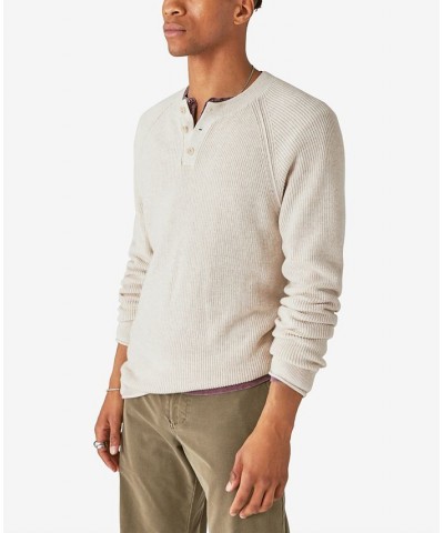 Men's Long Sleeves Cloud Soft Henley Sweater White $34.15 Sweaters