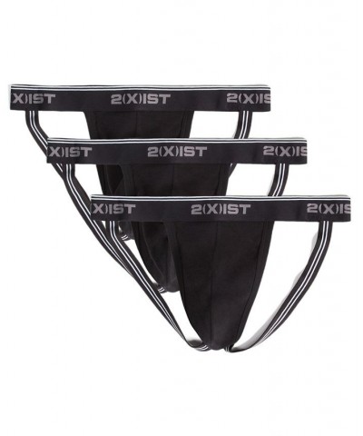 Men's Cotton Stretch Jock Strap 3-Pack Black $24.01 Underwear