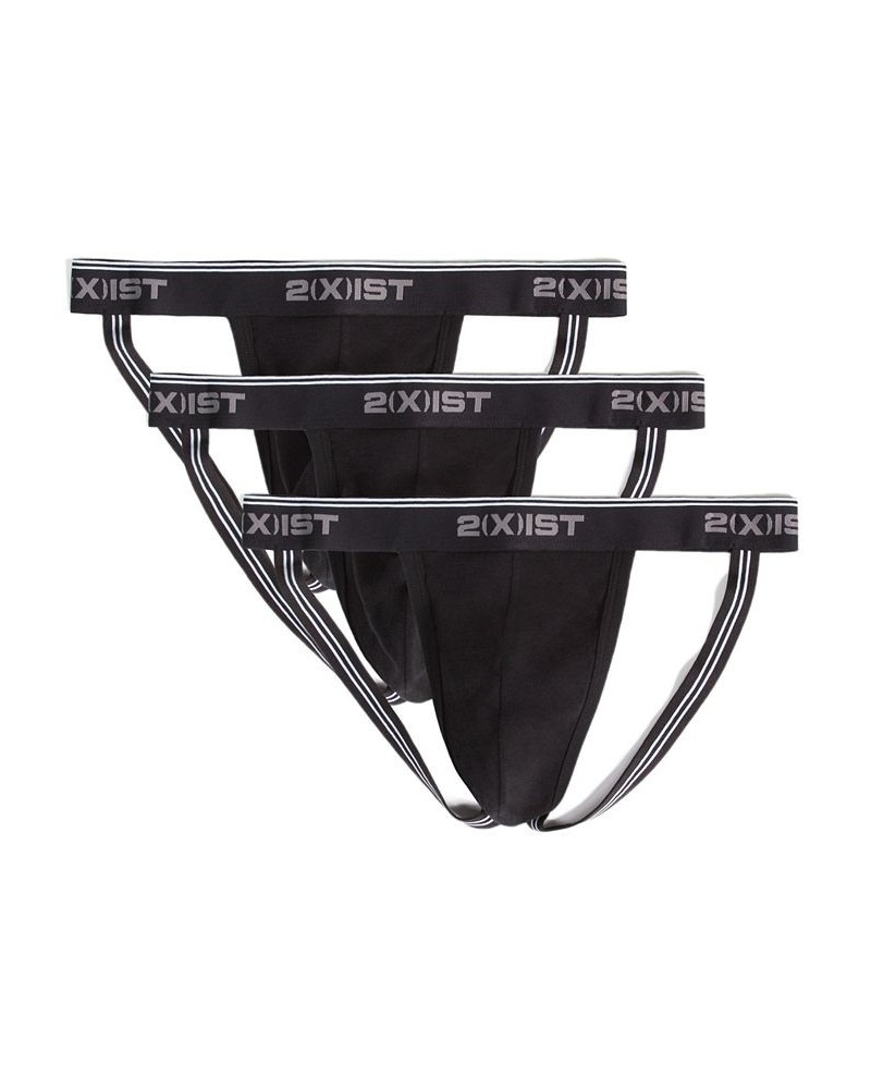 Men's Cotton Stretch Jock Strap 3-Pack Black $24.01 Underwear