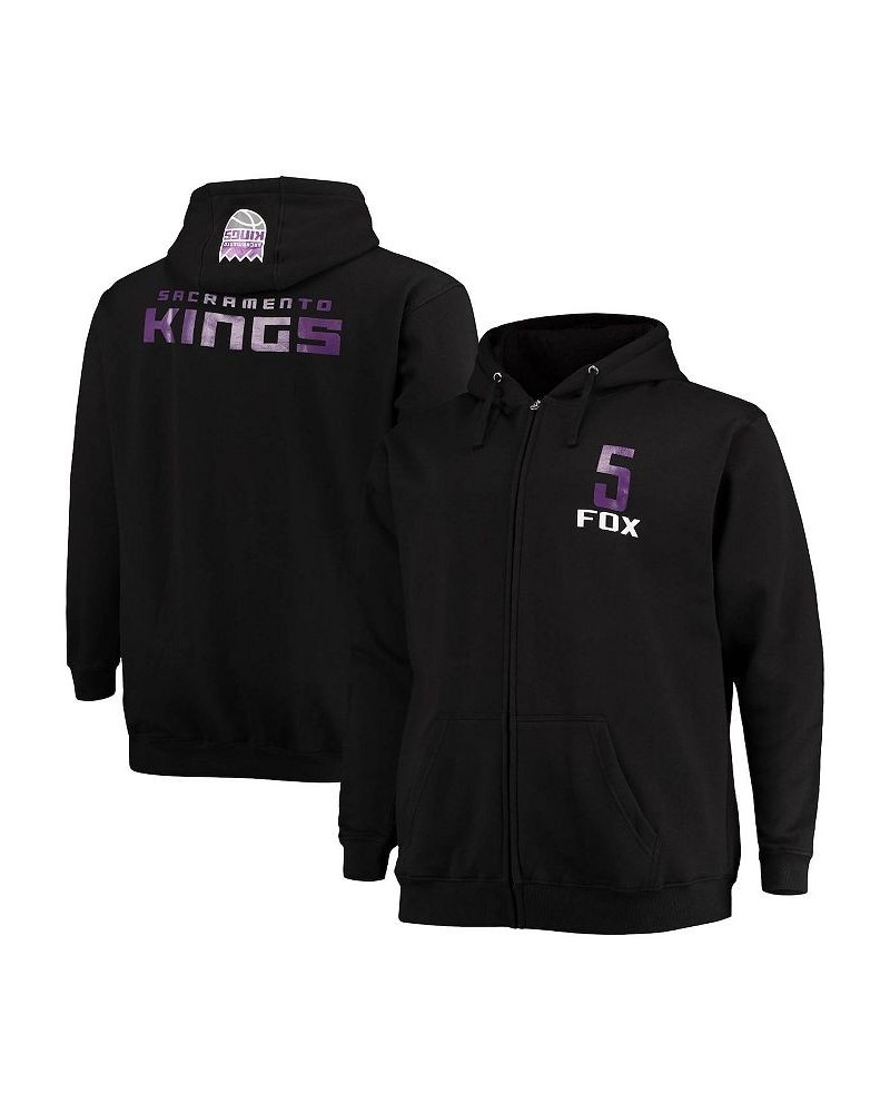 Men's De'Aaron Fox Black Sacramento Kings Big and Tall Player Name and Number Full-Zip Hoodie Jacket $30.73 Jackets