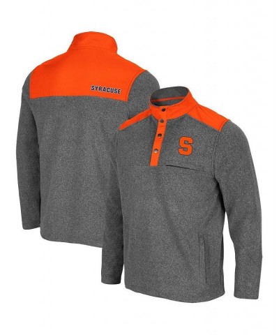 Men's Heathered Charcoal, Orange Syracuse Orange Huff Snap Pullover $39.74 Sweatshirt