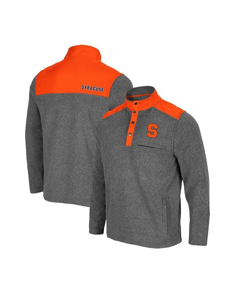 Men's Heathered Charcoal, Orange Syracuse Orange Huff Snap Pullover $39.74 Sweatshirt