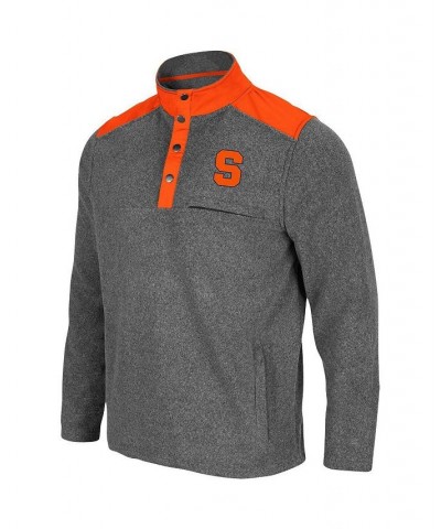 Men's Heathered Charcoal, Orange Syracuse Orange Huff Snap Pullover $39.74 Sweatshirt