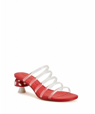 Women's The Cremini Slip-on Round Toe Strappy Mushroom Heel Dress Sandals Red $48.79 Shoes