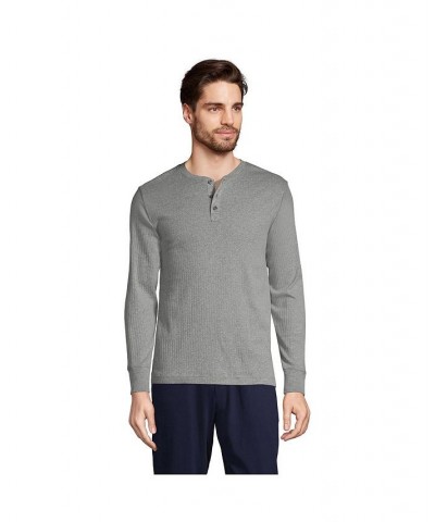 Men's Knit Rib Pajama Henley Gray $35.37 Pajama