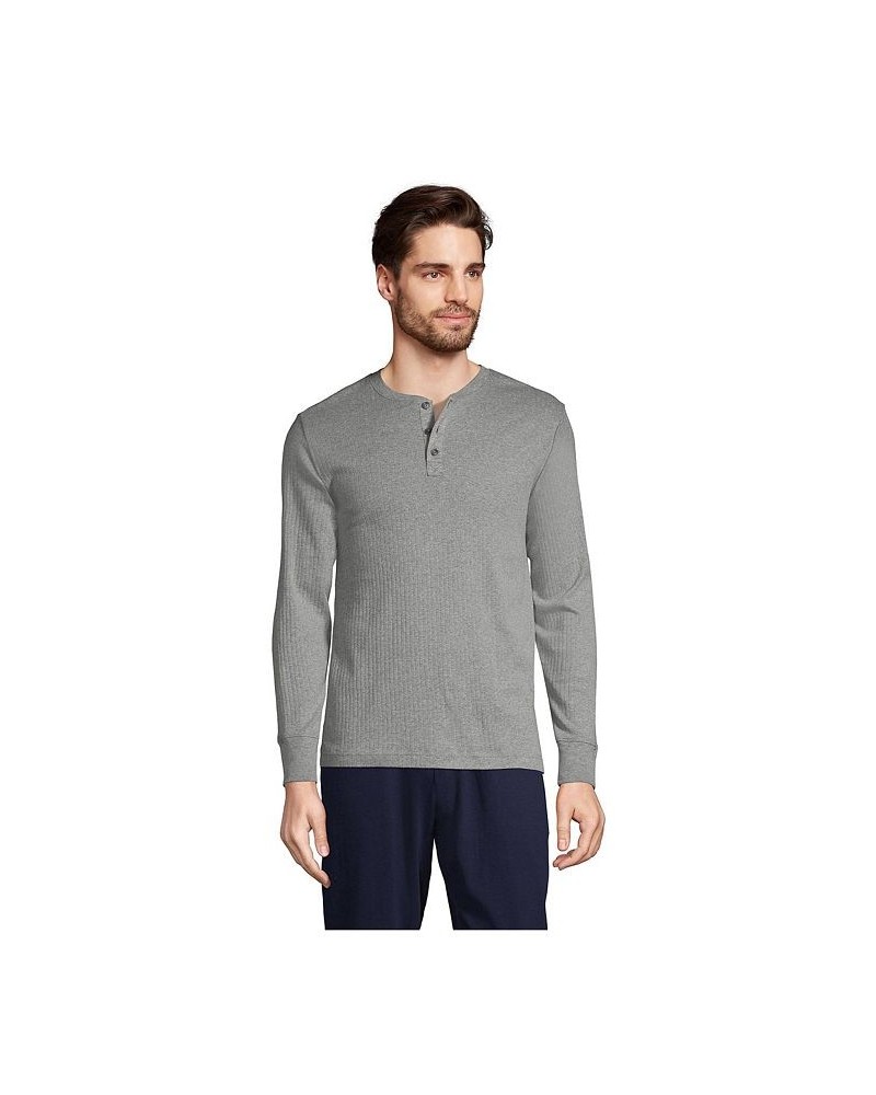 Men's Knit Rib Pajama Henley Gray $35.37 Pajama