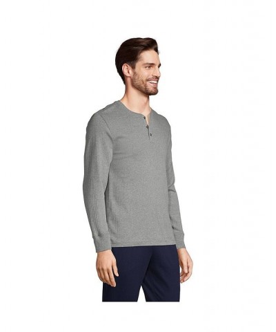 Men's Knit Rib Pajama Henley Gray $35.37 Pajama