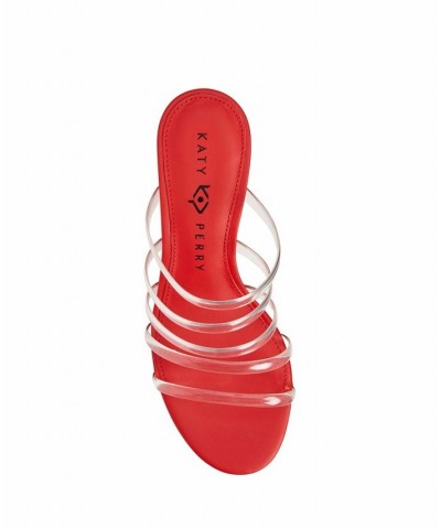 Women's The Cremini Slip-on Round Toe Strappy Mushroom Heel Dress Sandals Red $48.79 Shoes