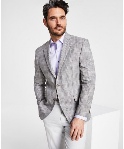 Men's Classic-Fit UltraFlex Stretch Grey Plaid Sport Coat Multi $64.00 Blazers