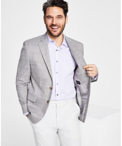 Men's Classic-Fit UltraFlex Stretch Grey Plaid Sport Coat Multi $64.00 Blazers