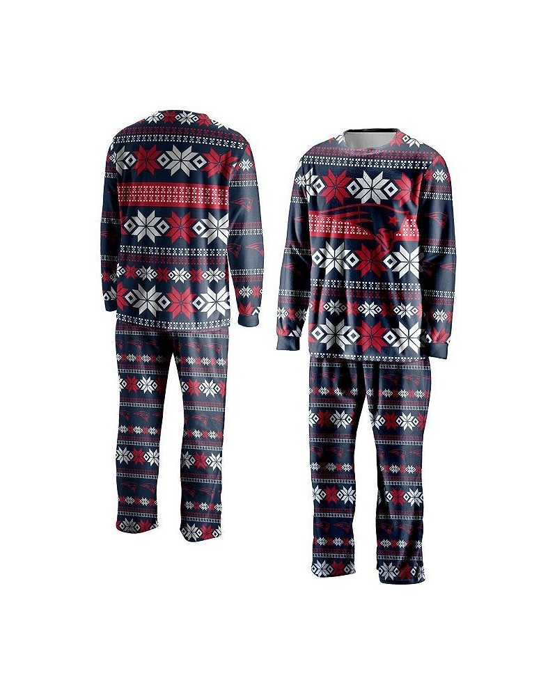 Men's Navy New England Patriots Ugly Pajama Set $35.09 Pajama