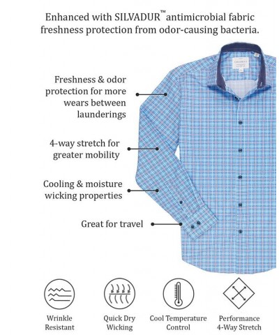 Men's Slim-Fit Check Pattern Performance Dress Shirt PD02 $20.14 Dress Shirts