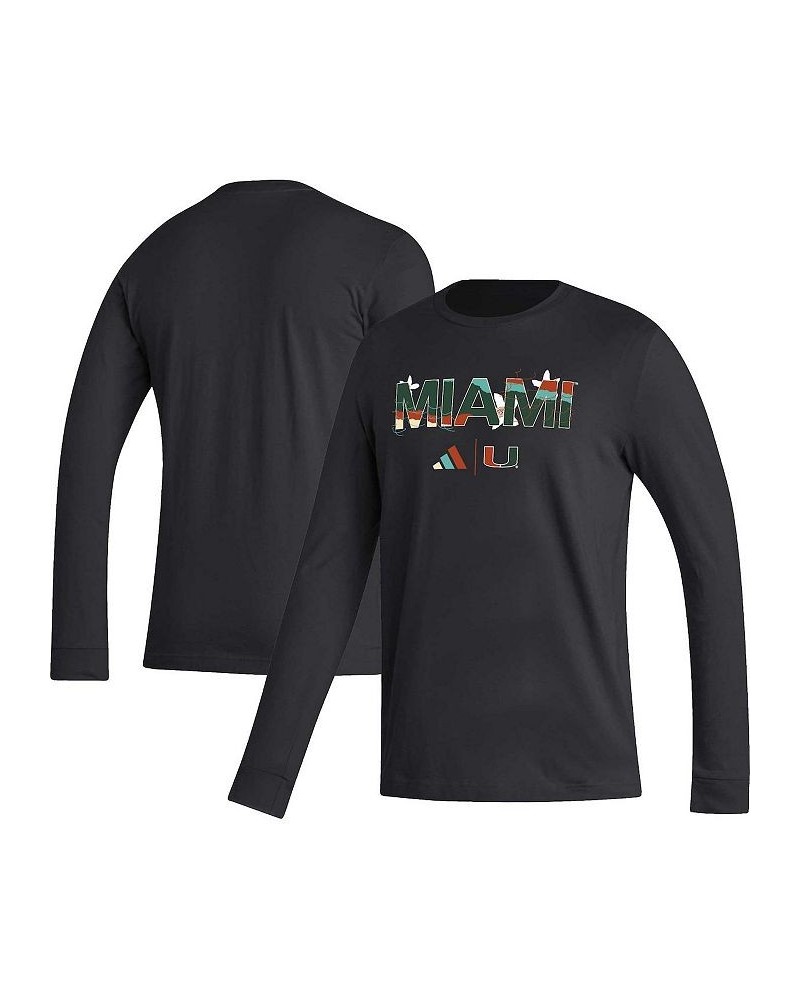 Men's Black Miami Hurricanes Honoring Black Excellence Long Sleeve T-shirt $20.58 T-Shirts