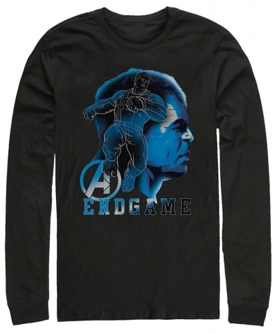 Marvel Men's Avengers Endgame Blue Hulk Side View Silhouette, Long Sleeve T-shirt Black $23.59 T-Shirts