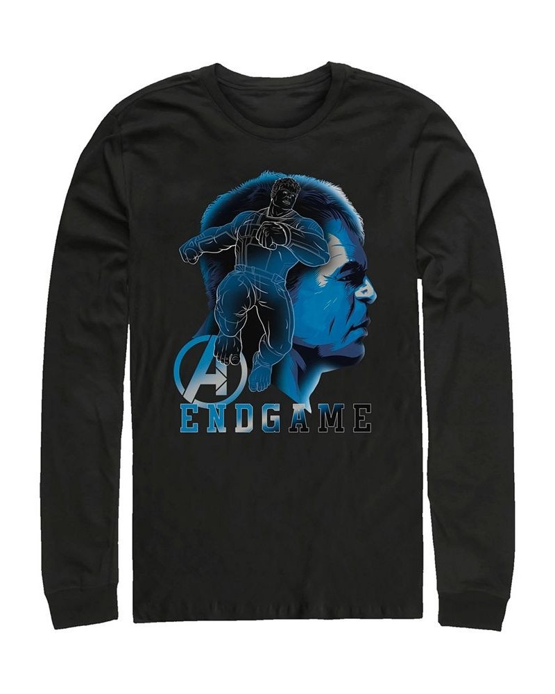 Marvel Men's Avengers Endgame Blue Hulk Side View Silhouette, Long Sleeve T-shirt Black $23.59 T-Shirts