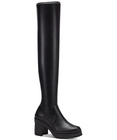 Women's Fernn Platform Over-The-Knee Boots Black Smooth $21.47 Shoes