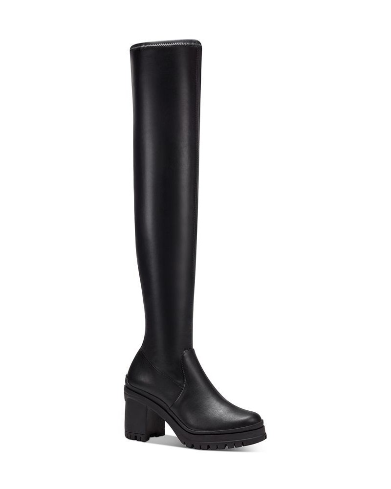 Women's Fernn Platform Over-The-Knee Boots Black Smooth $21.47 Shoes