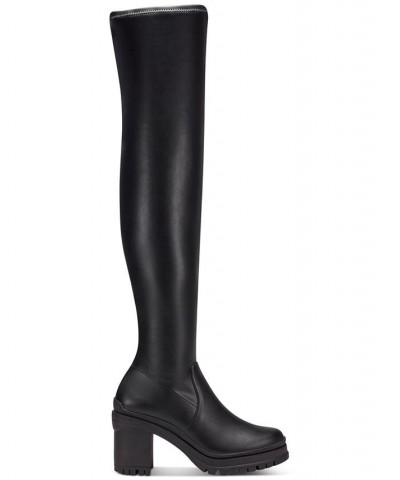 Women's Fernn Platform Over-The-Knee Boots Black Smooth $21.47 Shoes