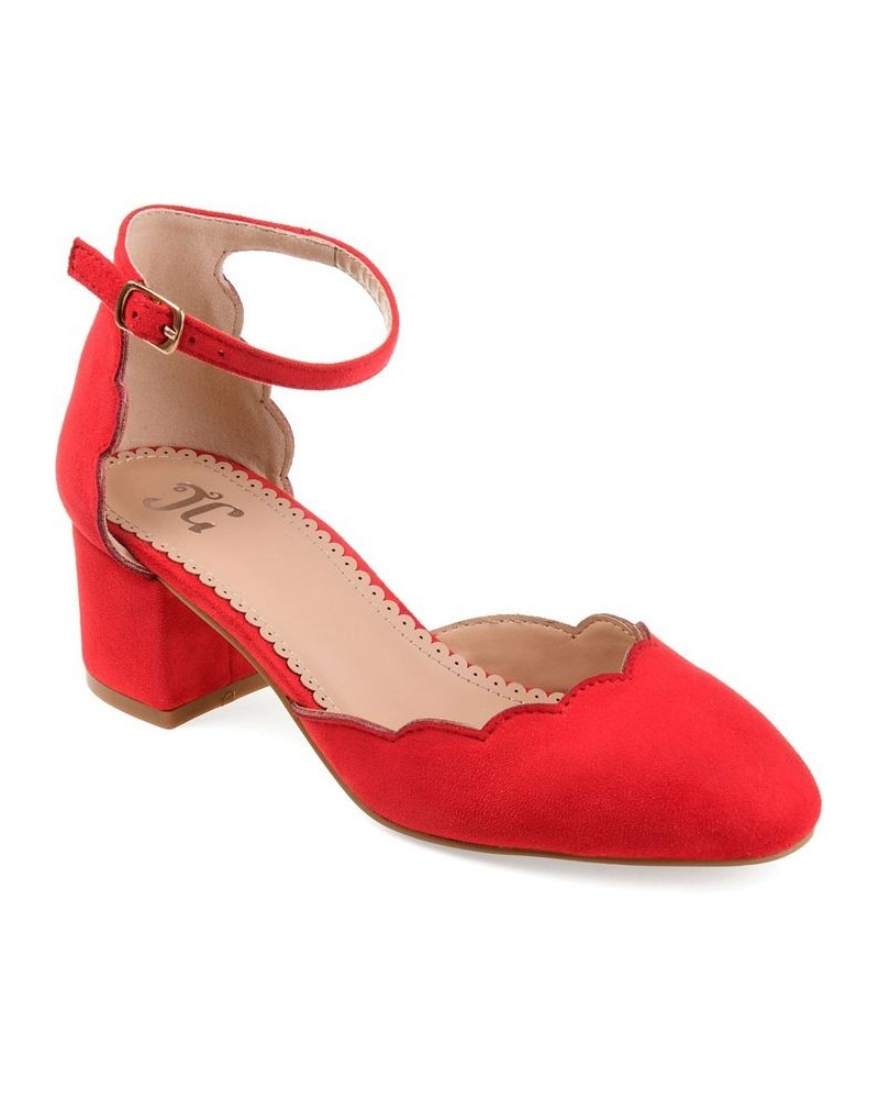 Women's Edna Ankle Strap Heels Red $50.99 Shoes