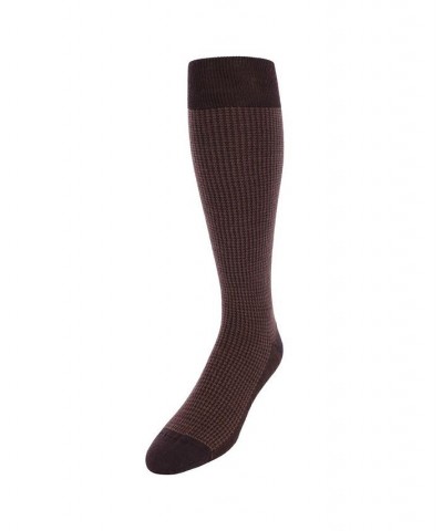 Charlie Over The Calf Houndstooth Merino Wool Socks Brown $15.20 Socks