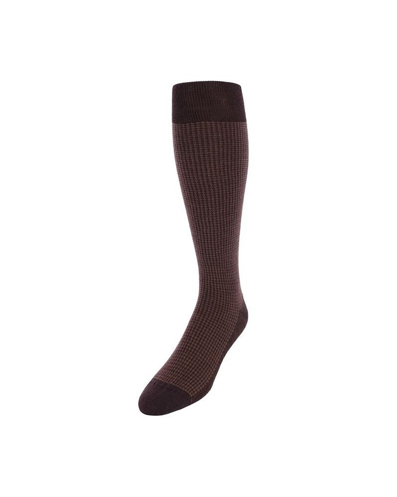 Charlie Over The Calf Houndstooth Merino Wool Socks Brown $15.20 Socks