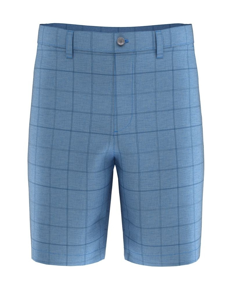 Men's Flat Front Terrain Window Pane Print 9" Golf Shorts Blue $20.24 Shorts