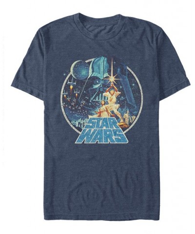 Star Wars Men's Classic Retro Circle Movie Poster Short Sleeve T-Shirt Blue $14.35 T-Shirts