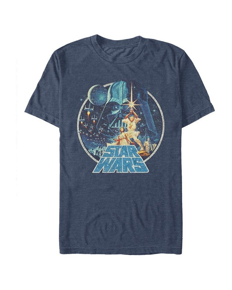 Star Wars Men's Classic Retro Circle Movie Poster Short Sleeve T-Shirt Blue $14.35 T-Shirts