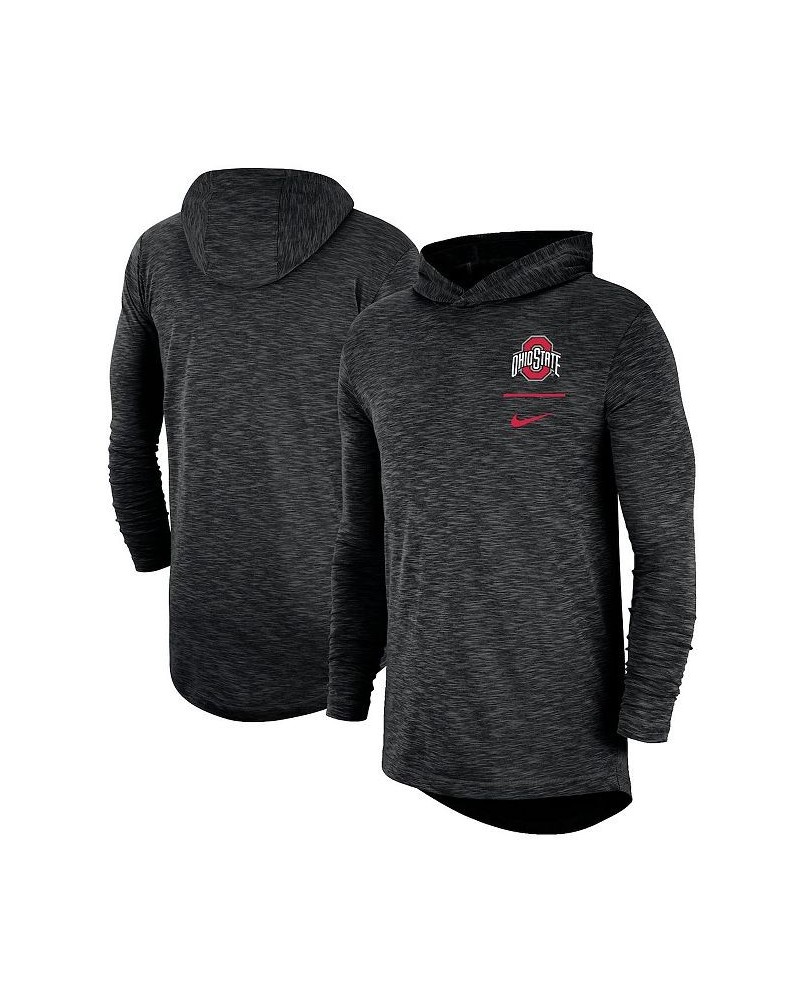 Men's Black Ohio State Buckeyes Slub Space-Dye Performance Long Sleeve Hoodie T-shirt $30.10 T-Shirts