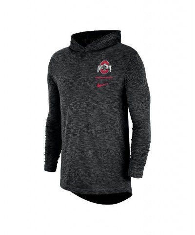 Men's Black Ohio State Buckeyes Slub Space-Dye Performance Long Sleeve Hoodie T-shirt $30.10 T-Shirts