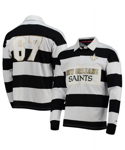 Men's Black, White New Orleans Saints Varsity Stripe Rugby Long Sleeve Polo Shirt $36.00 Polo Shirts