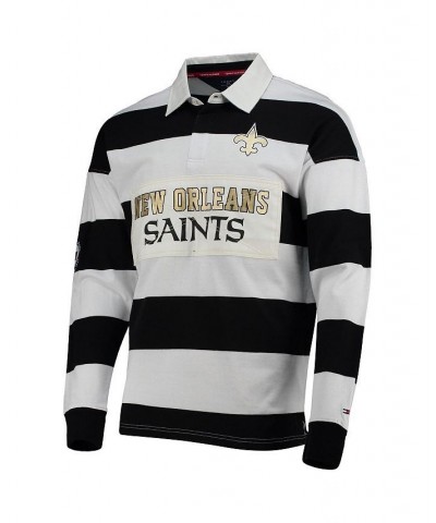 Men's Black, White New Orleans Saints Varsity Stripe Rugby Long Sleeve Polo Shirt $36.00 Polo Shirts