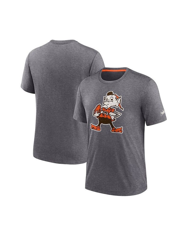 Men's Heather Charcoal Cleveland Browns Brownie The Elf Rewind Playback Logo Tri-Blend T-shirt $29.99 T-Shirts