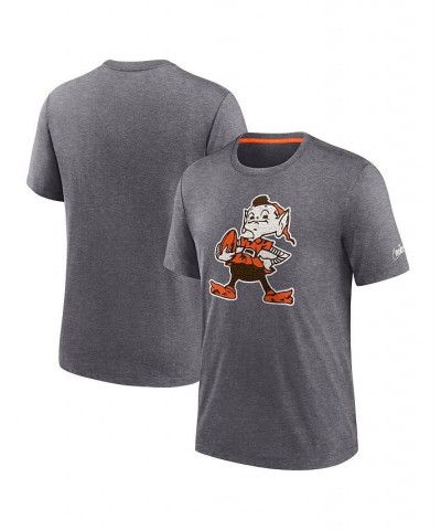 Men's Heather Charcoal Cleveland Browns Brownie The Elf Rewind Playback Logo Tri-Blend T-shirt $29.99 T-Shirts