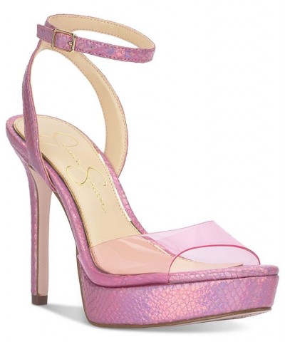 Camisha Ankle-Strap Platform Sandals Pink $38.15 Shoes