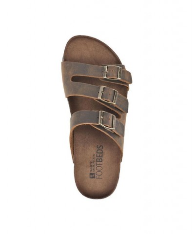 Women's Greatest Footbed Slide Sandals Brown $18.16 Shoes